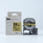 Compatibil Epson LK-7KBM, SM36ZW, 36mm x 9m, text negru / fundal auriu, banda compatibila (LKSM36ZW)