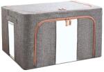 Flippy Összecsukható tárolódoboz, Flippy, Cipzárral, 24 L, 40x30x20 cm, Textil, Szürke, Két ablakkal (124127)