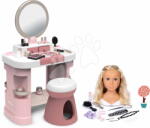 Smoby Set măsuță de toaletă cosmetică cu cap pentru pieptănat cu păr lung My Beauty Dressing Table Smoby cu scăunel și o oglindă reglabilă (SM320257-8)
