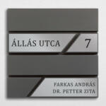  Modern postaláda gravírozott névtáblával, antracit, ezüst színnel, 2 soros