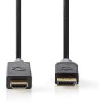 Nedis DisplayPort kábel | DisplayPort Dugasz | HDMI Csatlakozó | 4K@30Hz | Aranyozott | 2.00 m | Kerek | PVC | Antracit | Doboz (CCBW37100AT20)