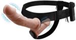 LyBaile Strap-on Dublu Passionate Harness cu Vibratii Multispeed, TPR, Natural