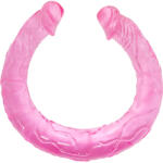 LyBaile Dildo Dublu Orgasmic, TPR, Roz, 44 cm Dildo