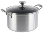 Grunberg Cratita Inox cu Capac Sticla, 24 cm, 6.30 l, Invelis Antiaderent, Compatibila Inductie, Grunberg (GR9524)