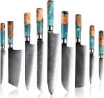 HARAHU SH-38067 damaszk konyhakés készlet - Kék KP38067