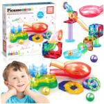 PicassoTiles Golyópálya Mágneses építőkockák oktató építőjáték 15db-os golyópálya PTG01 (PTG01 AN04)