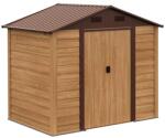 ART Casuta/magazie/sopron de gradina pentru depozitare unelte, otel si PP, efect lemn maro, 236x152x209 cm GartenVIP DiyLine (AR140062)