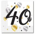 Procos Szalvéta 40 Születésnap, Balloons, 33x33cm, 20db Lufi