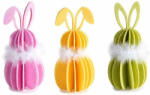 Decorer Set 3 figurine Iepurasi Paste textil multicolor Ø 9 cm x 19, 5 H (A56.48.20)