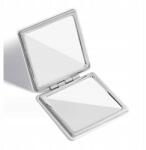 Ecarla Fehér Elegáns Fém Kozmetikai Tükör, Nyitható, Táskába Való, L12 (5903678561673)