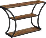 VASAGLE Konzolasztal ívelt lábakkal és 2 nyitott polccal, rusztikus barna-fekete (LNT089B01)