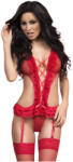 Chilirose harisnyatartós piros body - S/M