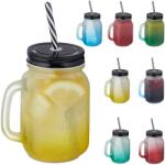Relaxdays Pahare colorate Relaxdays cu capac, set de 8 (10101428) Pahar