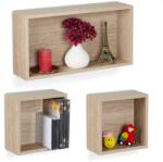 Relaxdays Set de 3 rafturi de perete Relaxdays, formă de cub (10084472) Raft