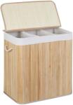 Relaxdays Coș de rufe Relaxdays din bambus cu 3 compartimente (10074155)