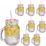 Relaxdays Set de pahare Relaxdays cu capac, 8 piese, model Flamingo (10083671) Pahar