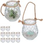 Relaxdays Suporturi transparente pentru lumânări tip pastilă Relaxdays, set de 12 (10087293) Pahar
