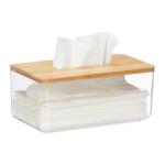 Relaxdays Cutie transparentă pentru șervețele Relaxdays cu capac din bambus (10096322)