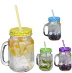 Relaxdays Pahare colorate Relaxdays cu capac, set de 4 (10087266) Pahar