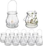 Relaxdays Suporturi transparente pentru lumânări tip pastilă Relaxdays, set de 12 (10074216) Pahar