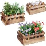 Relaxdays Set de 3 cutii de flori din lemn Relaxdays, aspect gard (10068734)