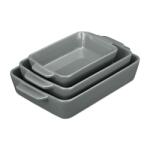 Relaxdays Set de caserole ceramice Relaxdays, 3 piese, gri (10076942)