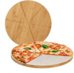 Relaxdays Set de 2 platouri de pizza din bambus Relaxdays cu hârtie de copt (10061657)