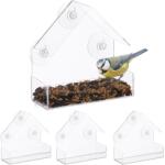 Relaxdays Hrănitoare pentru păsări Relaxdays pentru fereastră, set de 4 (10105913)