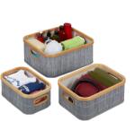 Relaxdays Coș de depozitare Relaxdays gri, set de 3 (10075333)