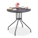 Relaxdays Masă rotundă de grădină Relaxdays cu aspect de lemn (10085423)