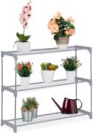 Relaxdays Suport pentru flori din metal gri Relaxdays cu 3 niveluri (10116232)
