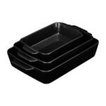 Relaxdays Set de caserole ceramice Relaxdays, 3 piese, negru (10076951)