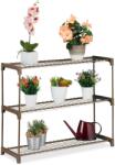 Relaxdays Suport pentru flori din metal maro Relaxdays cu 3 niveluri (10116240)