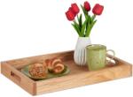 Relaxdays Tavă de servire Relaxdays din lemn de nuc și MDF (10098761) Tava