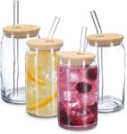 Relaxdays Pahare Relaxdays cu capace din bambus, set de 4 (10112155) Pahar