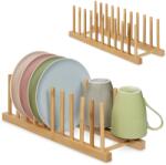 Relaxdays Set Relaxdays de 2 suporturi pentru farfurii din bambus (10086035) Uscator vase