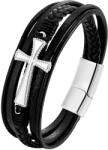 BeSpecial Bratara neagra din piele naturala cu cruce si inchizatoare din inox (BIGP0170_19)