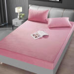 Jojo Home Husa de Pat din Catifea cu Elastic si 2 Fete de Perna 50x70cm, 180x200cm, Roz-D130 (D130)
