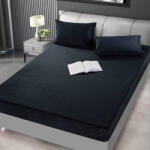 Jojo Home Husa de Pat din Catifea cu Elastic si 2 Fete de Perna 50x70cm, 180x200cm, Neagra-D132 (D132)