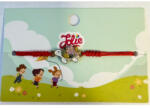 Flippy Martisor Bratara pentru Copii, Jolie, Model Broasca Testoasa, din Metal Auriu cu Snur Impletit Rosu, Alb Multicolor (teo-134943)