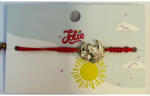 Flippy Martisor Bratara pentru Copii, Jolie, Model Luna cu Flori, din Metal Auriu cu Snur Impletit Rosu, Alb Verde (teo-134942)