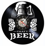  Ceas de perete din disc de vinil, Model Craft Beer, Negru, 30 cm