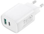 XO CE29 Încărcător AC USB+Type-C soclu 20W, încărcător rapid PD, ALB (XO-CE29)