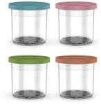 Ninja Set recipiente pentru înghetata Ninja Creami XSKPNTLID4EUK, 4х473 ml, Fara BPA, Etanse, Transparent / Multicolor (XSKPNTLID4EUK)