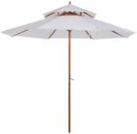  Kerti/terasz napernyő, dupla tető a szellőzéshez, fa rúd, fehér, 265 cm