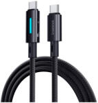 Baseus adatkábel (Type-C - Type-C, 2.4A, 100W, PD gyorstöltő, 200cm, cipőfűző, törésgátló, LED kijelző) FEKETE (P10379000121-01)