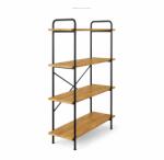 Kiwari Raft Kiwari® Quad, 4 polite, 112×34×80 cm, MDF si Metal, Design Modern Industrial, Negru & Stejar (5941947802300) Raft