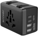 BlitzWolf BW-TA1 4 az 1-ben utazós adapter 2xUSB+USB-C+PD, 20W (BW-TA1)