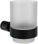 Ravak X07P1354 Fold FD 210.20BLM pohártartó üvegpohárral, matt fekete (X07P1354)