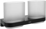 Ravak X07P1378 Chrome CR II 220.20BLM pohártartó üvegpoharakkal, matt fekete (X07P1378)